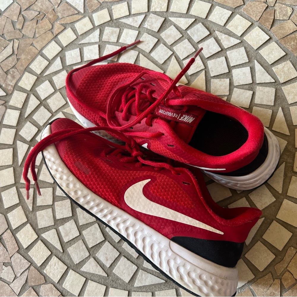 Nike Kids Red and White Sneakers